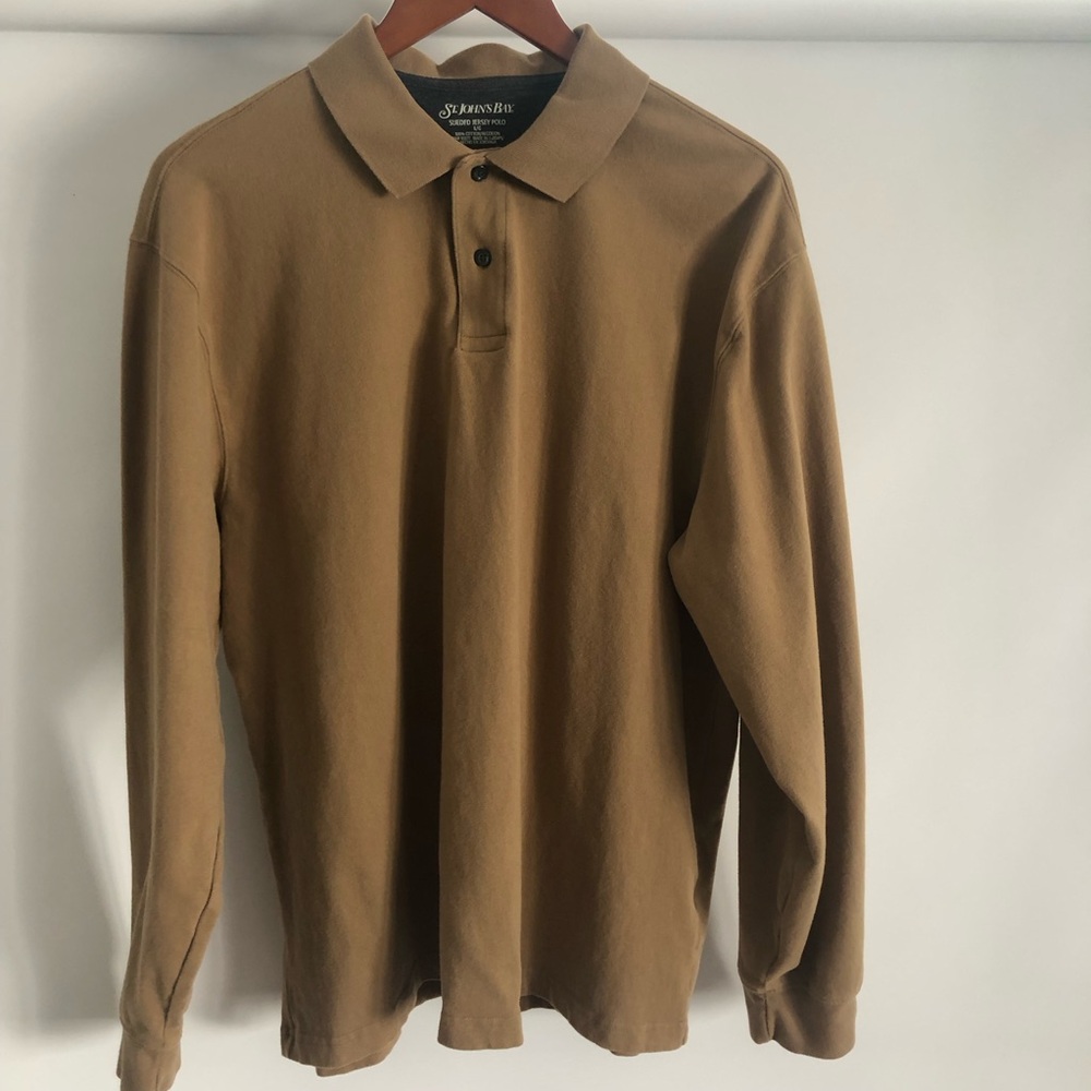St. John's Bay Tan Long Sleeve Polo Shirt